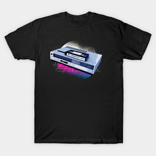 Retro VCR Sunset Greatest Hits VHS T-Shirt by MerlinArt